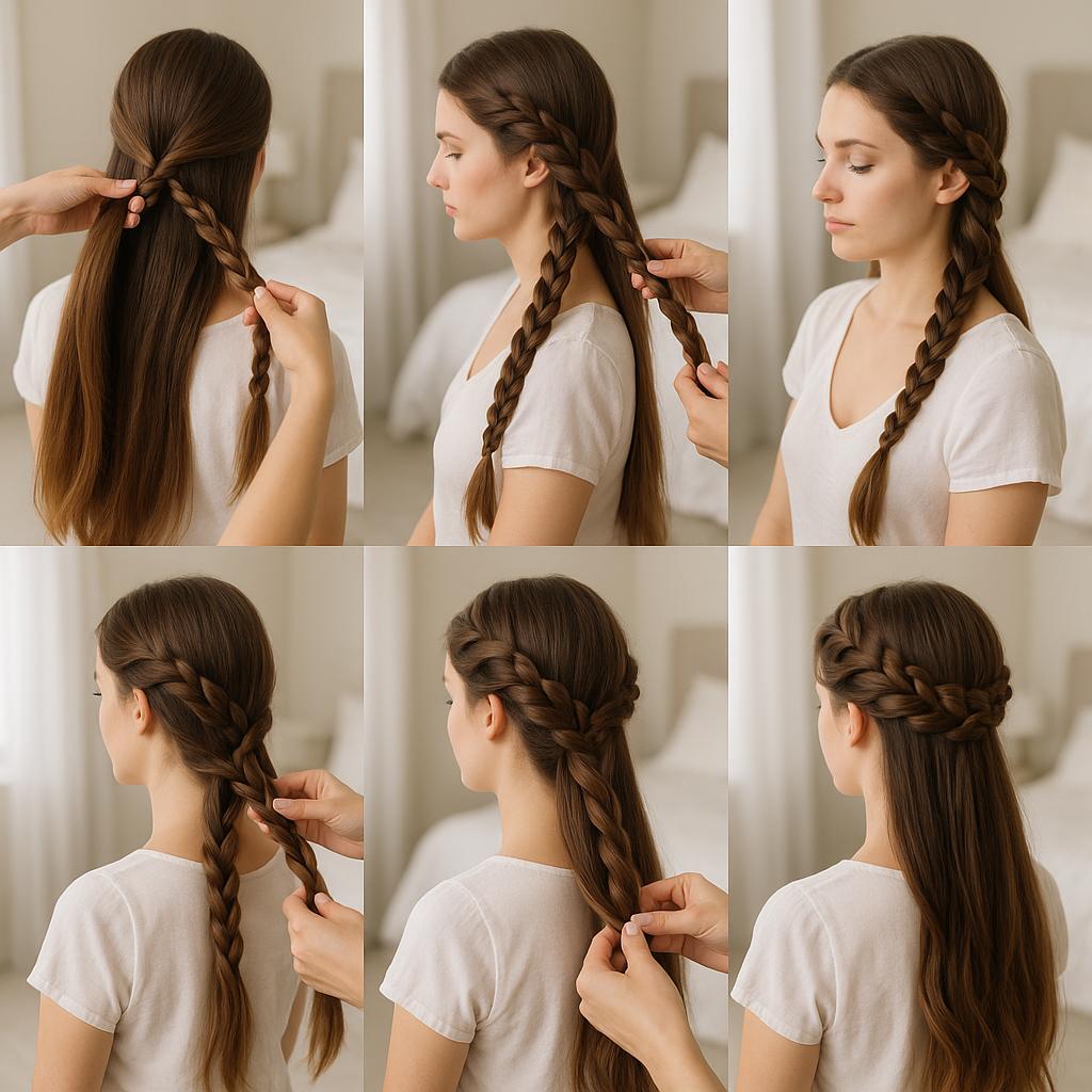 Trenza corona con flores