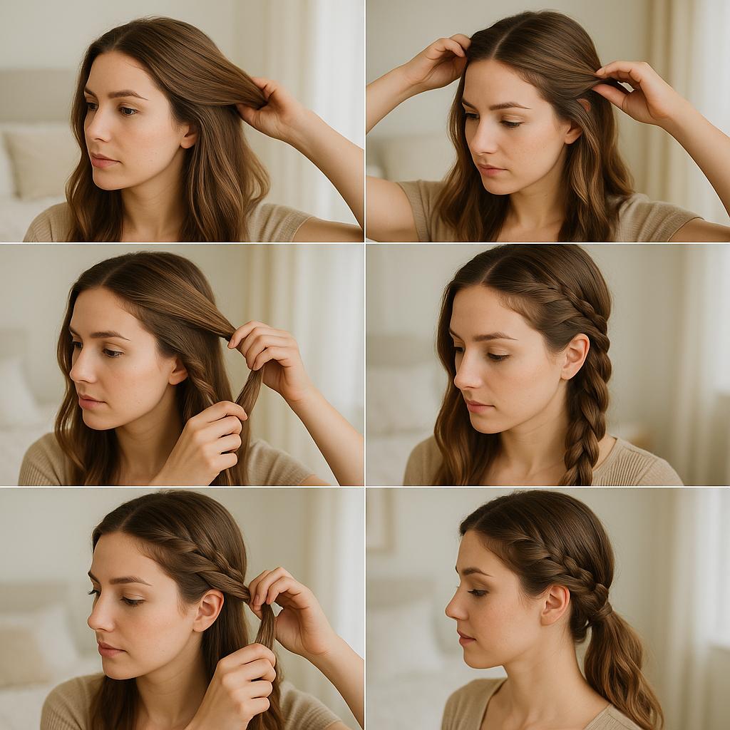 Media coleta con trenza lateral