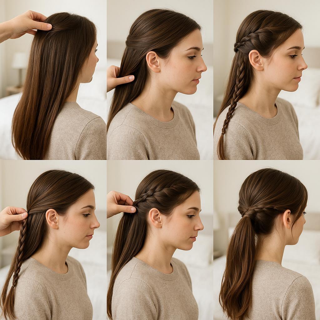 Media cola con trenza lateral