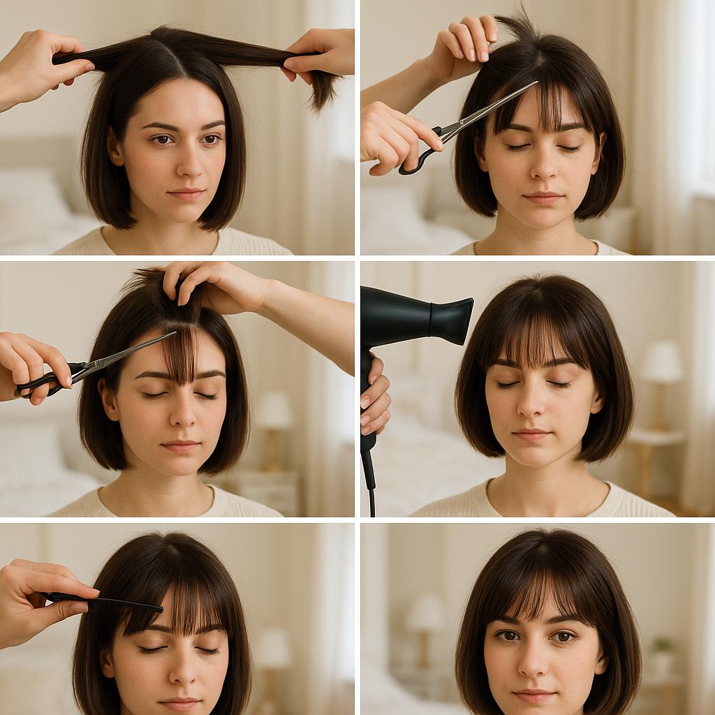 Corte bob con flequillo curvo