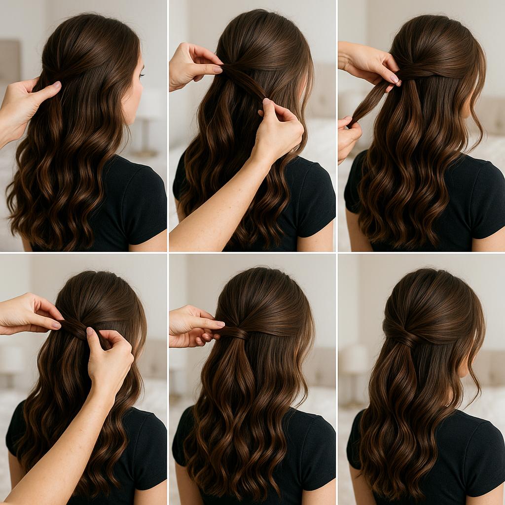 Semi recogido con ondas y coleta baja