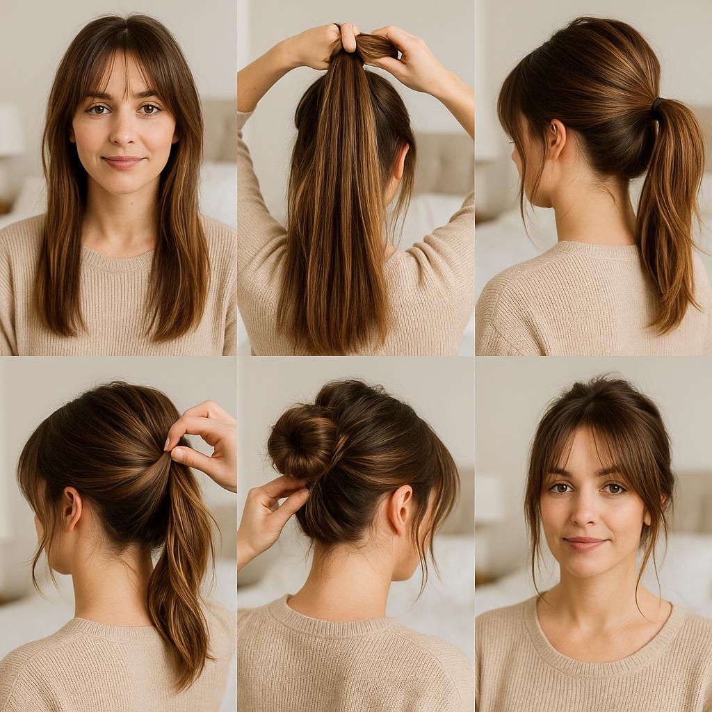 Moño deshecho con flequillo abierto