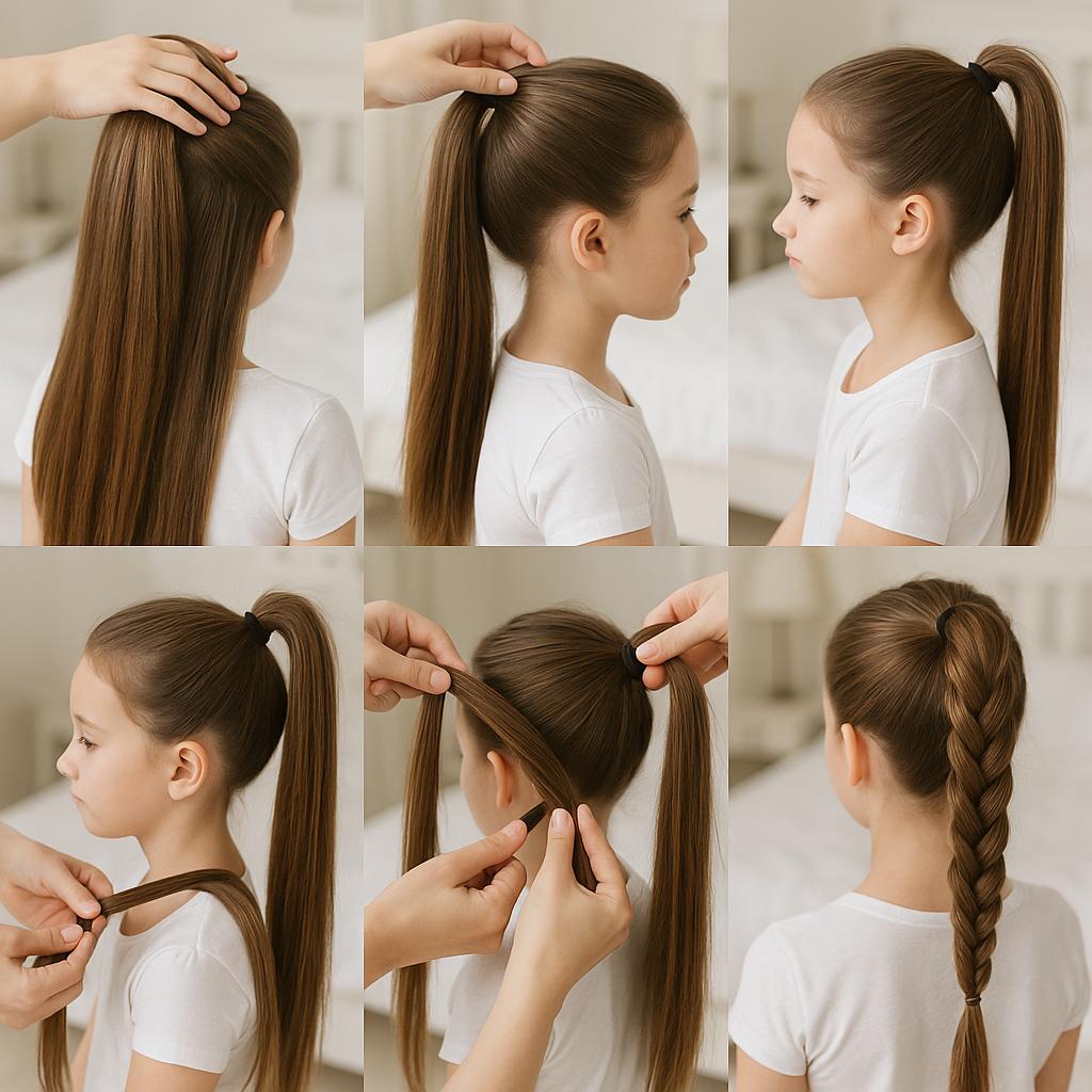 Cola alta con trenza espiga