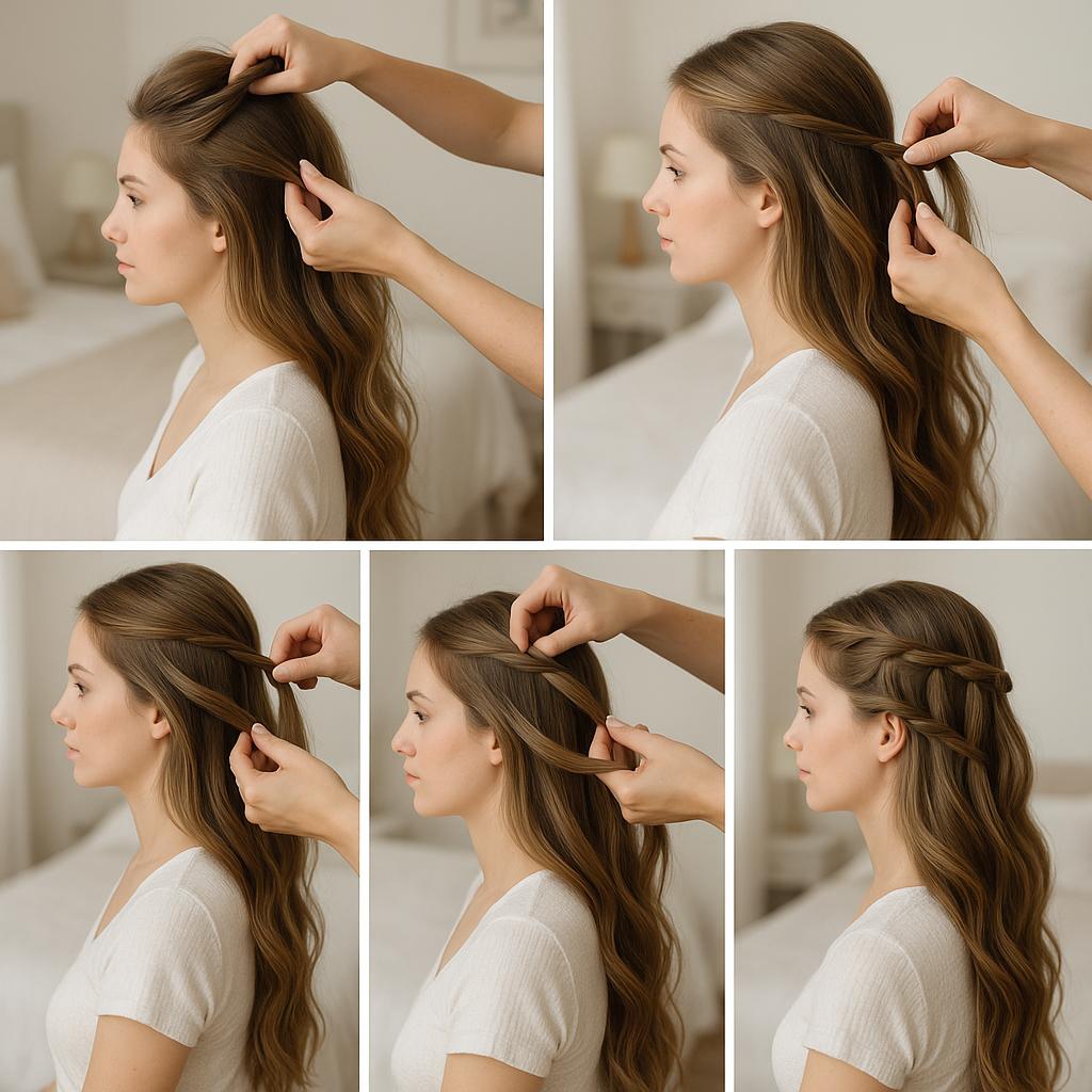 Trenza de cascada con volumen