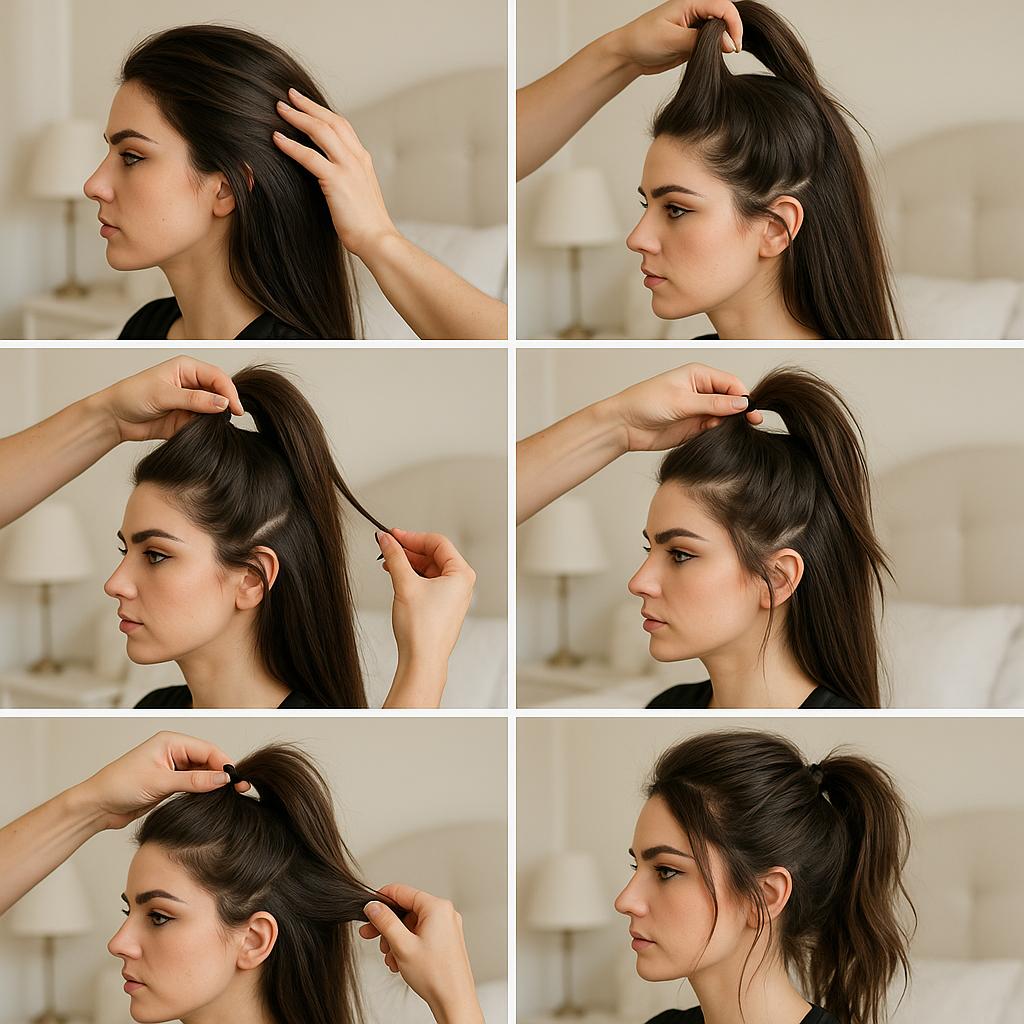 Media coleta con efecto despeinado