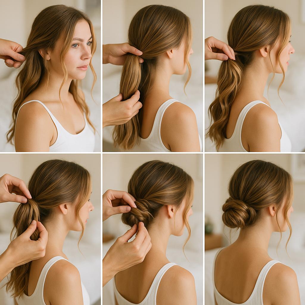 Recogido bajo con mechones sueltos