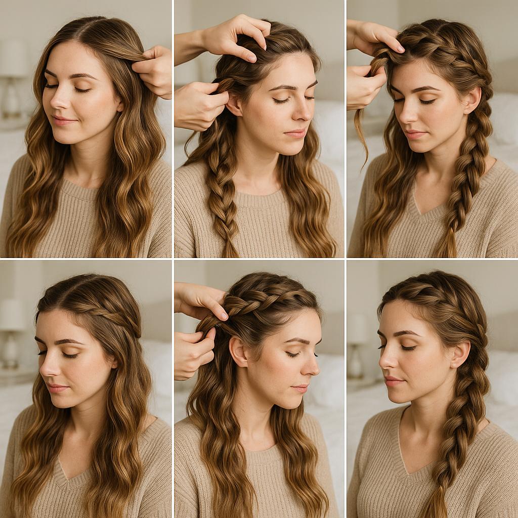 Trenza de raíz con ondas sueltas