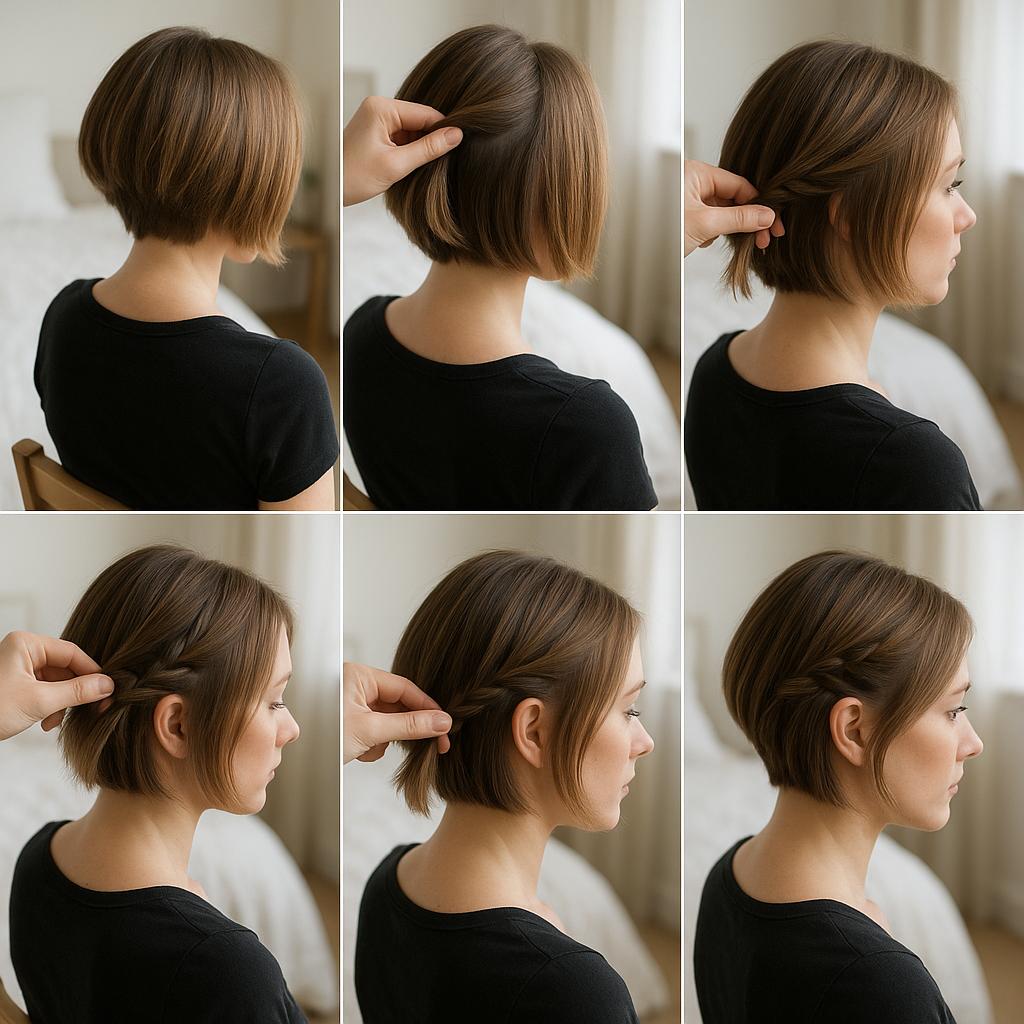 Bob corto con trenza lateral sutil