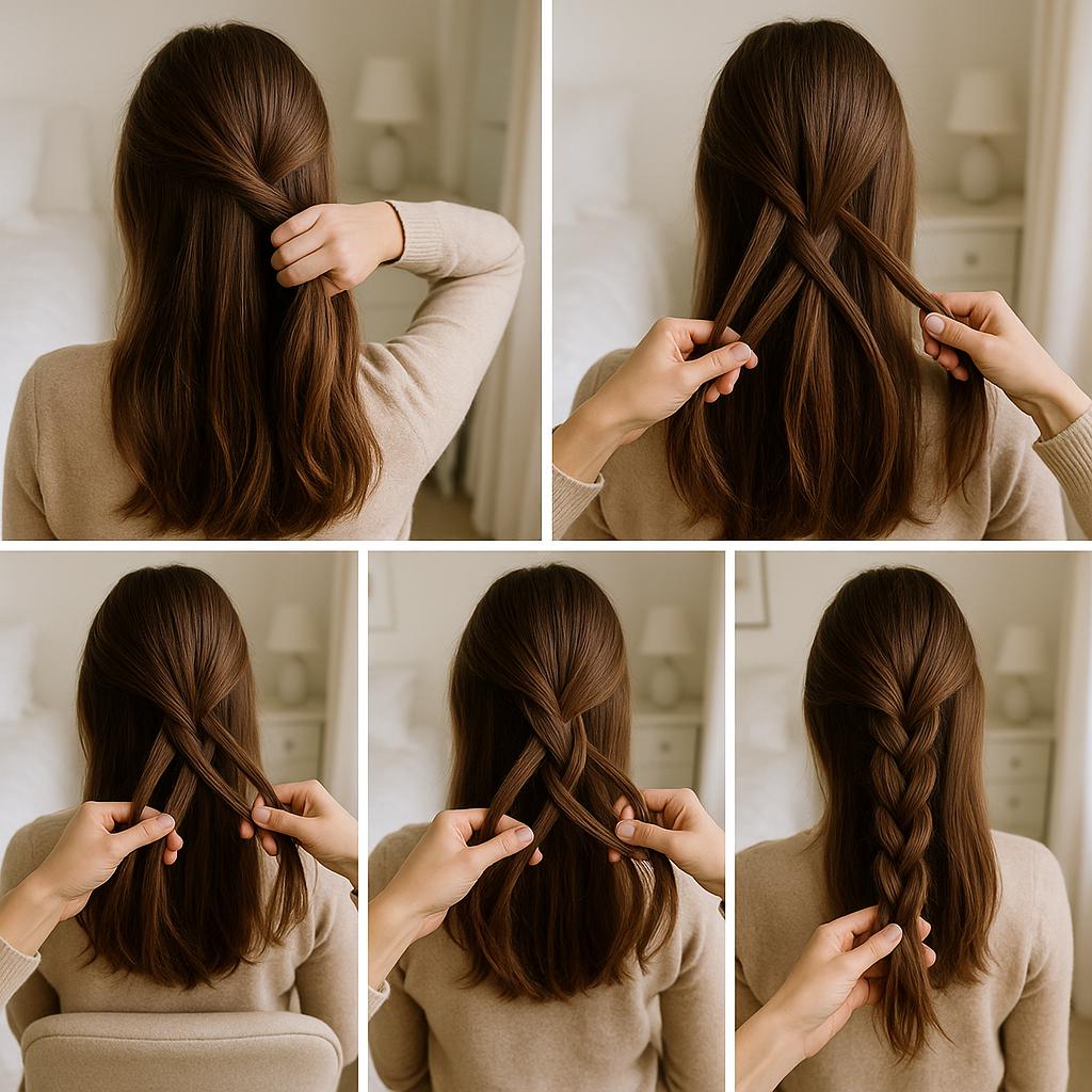 Trenza de cuatro deshecha para cabello suelto