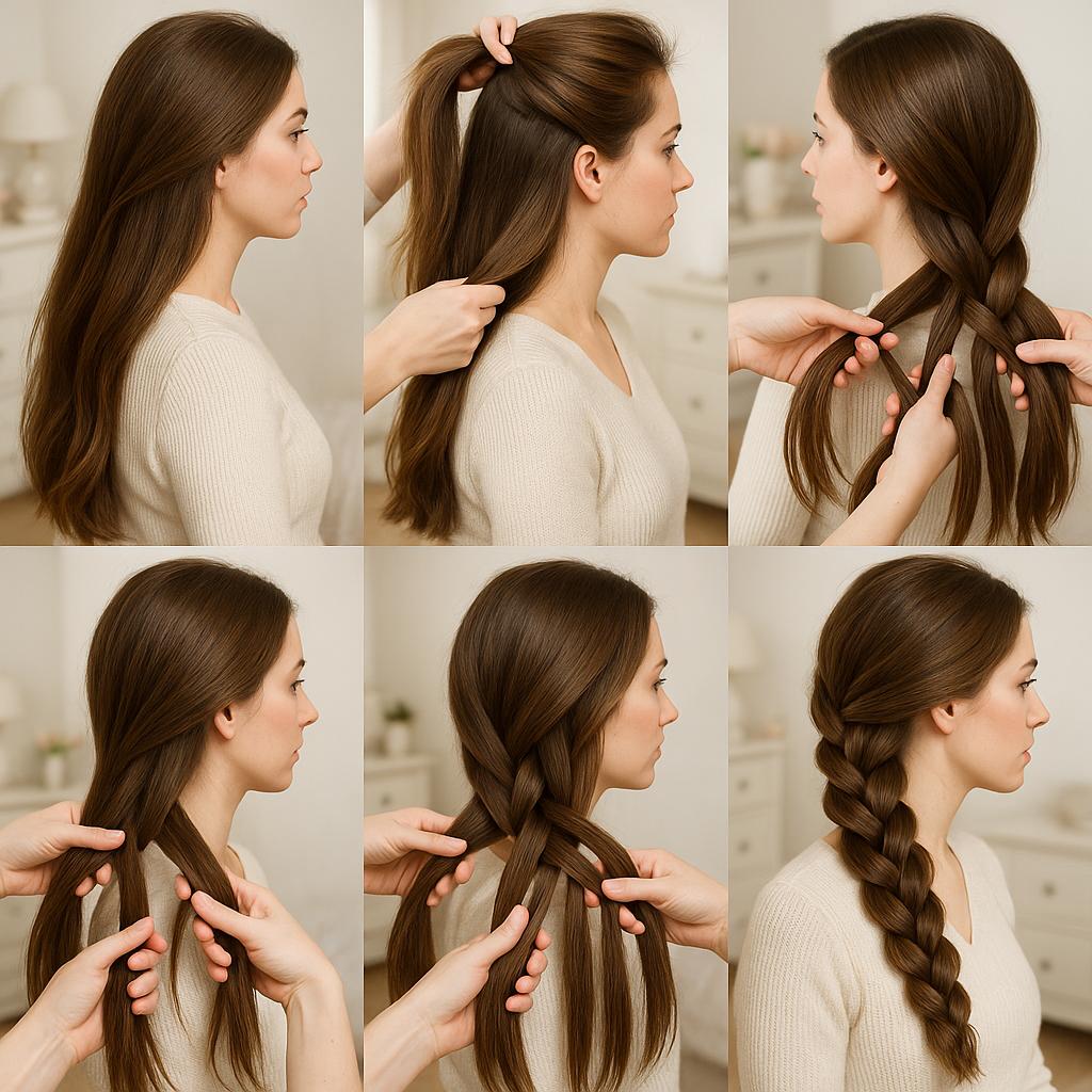 Trenza de cuatro con volumen lateral