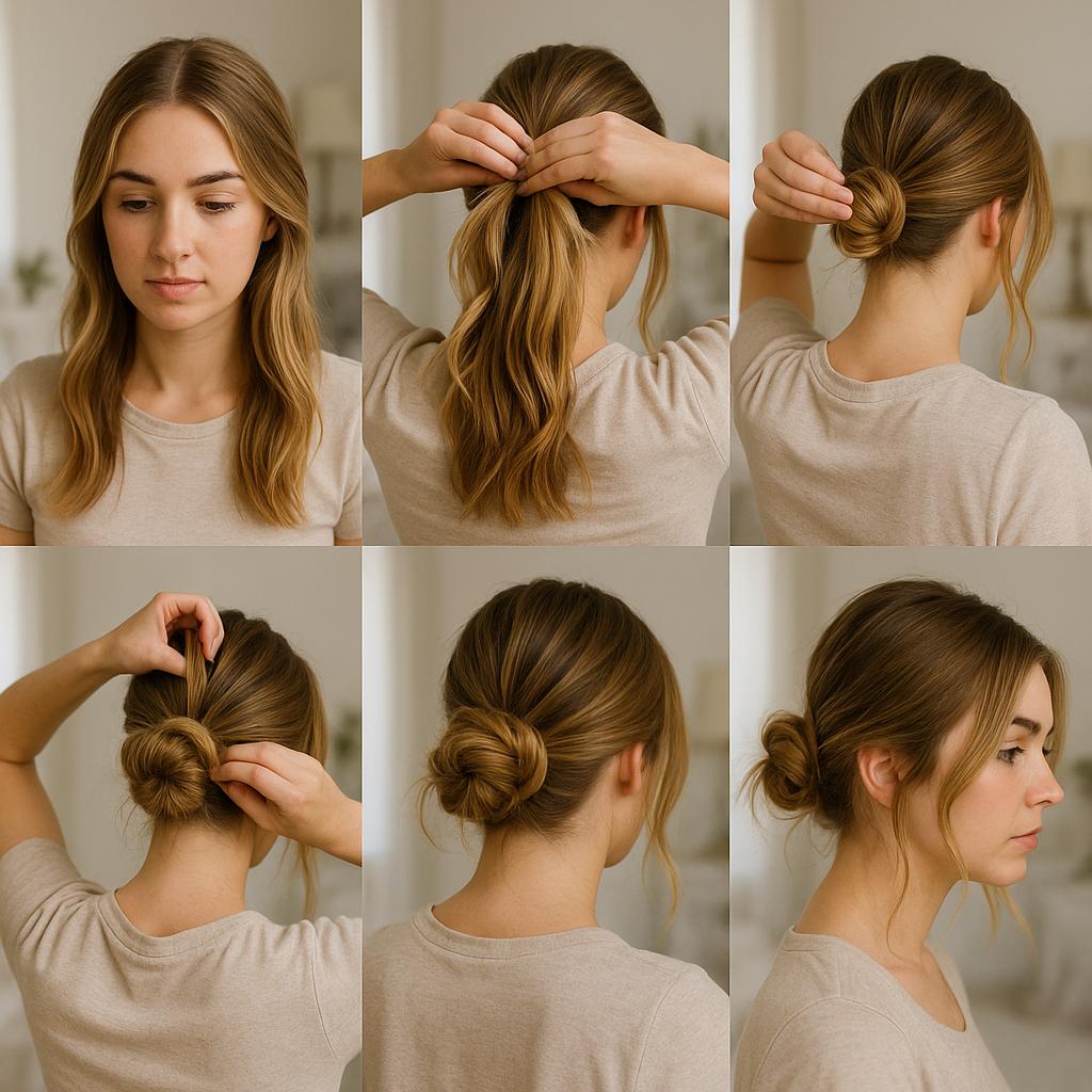 Moño bajo despeinado con mechones sueltos