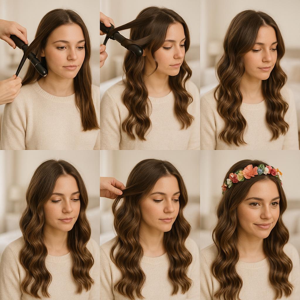 Ondas sueltas y diadema colorida