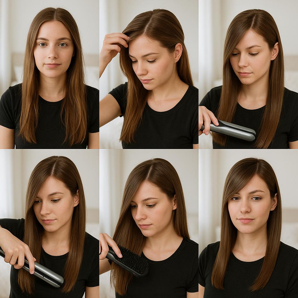 Cabello liso con fleco lateral marcado