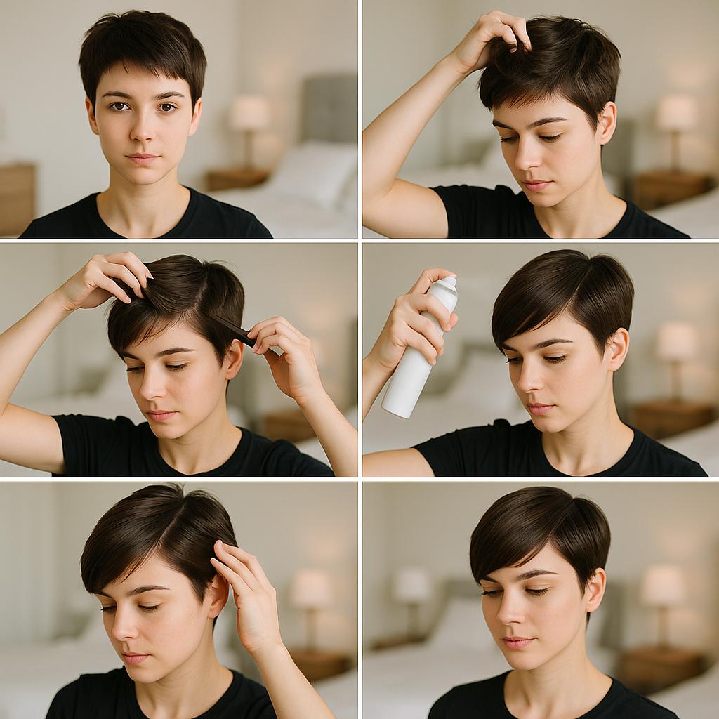 Pixie elegante con flequillo barrido