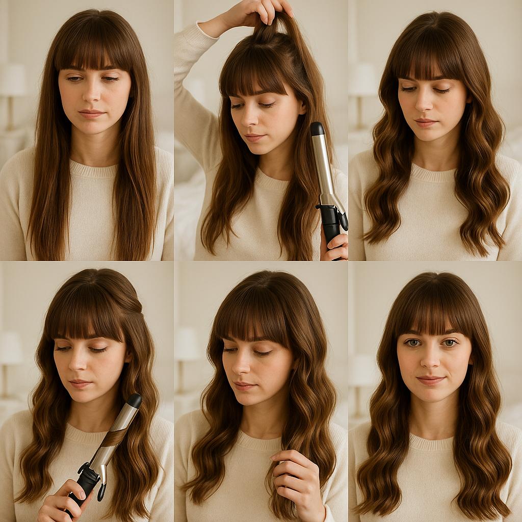 Ondas suaves con flequillo recto