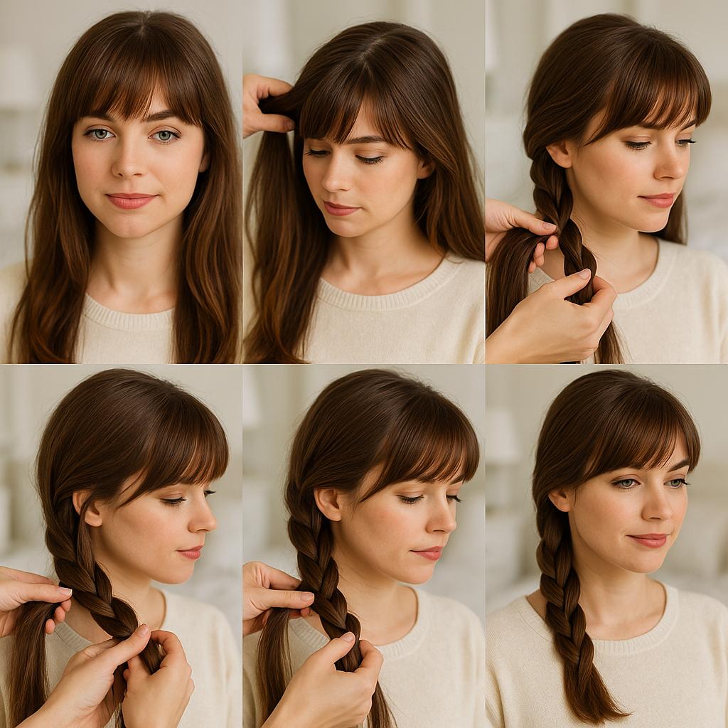 Trenza de lado con flequillo suave