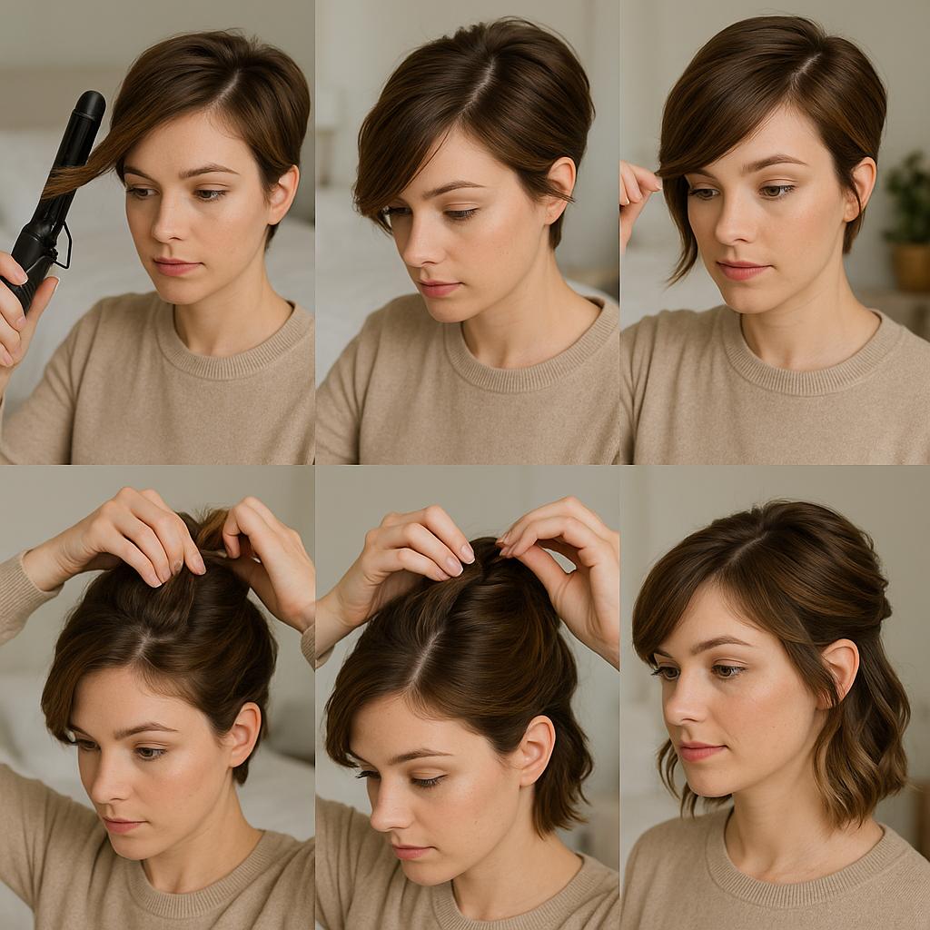 Semi recogido con ondas y flequillo barrido