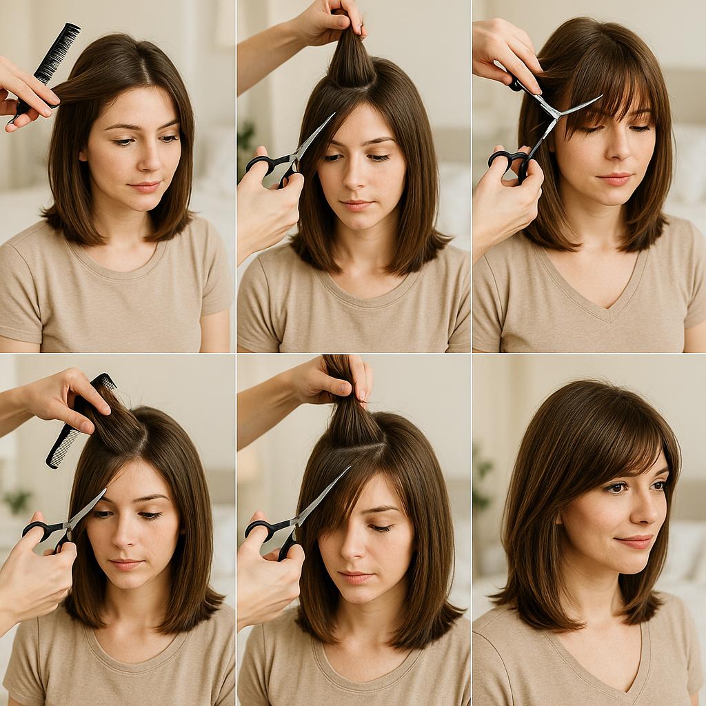 Melena escalada con flequillo lateral