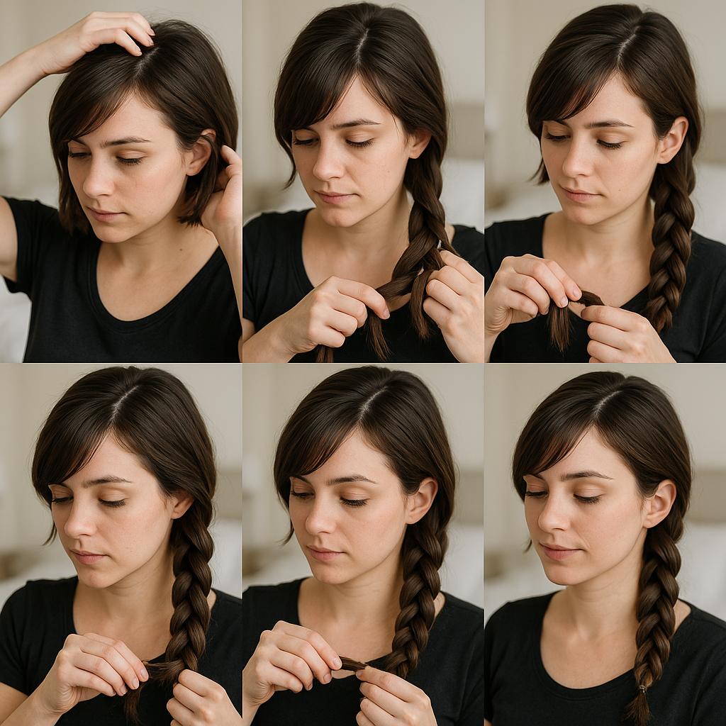 Trenza lateral con flequillo barrido