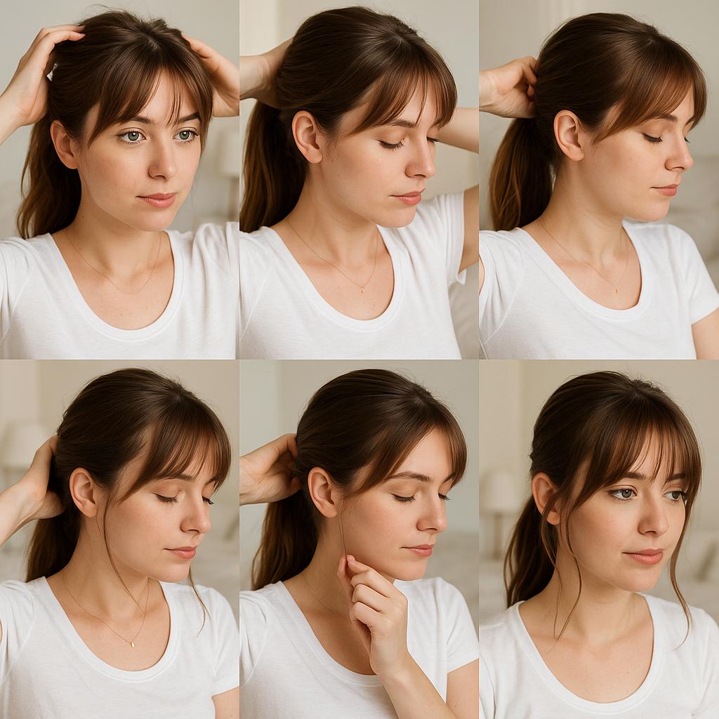 Cola baja con flequillo y mechones sueltos