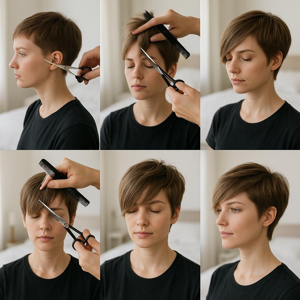 Pixie asimétrico con flequillo largo y movimiento