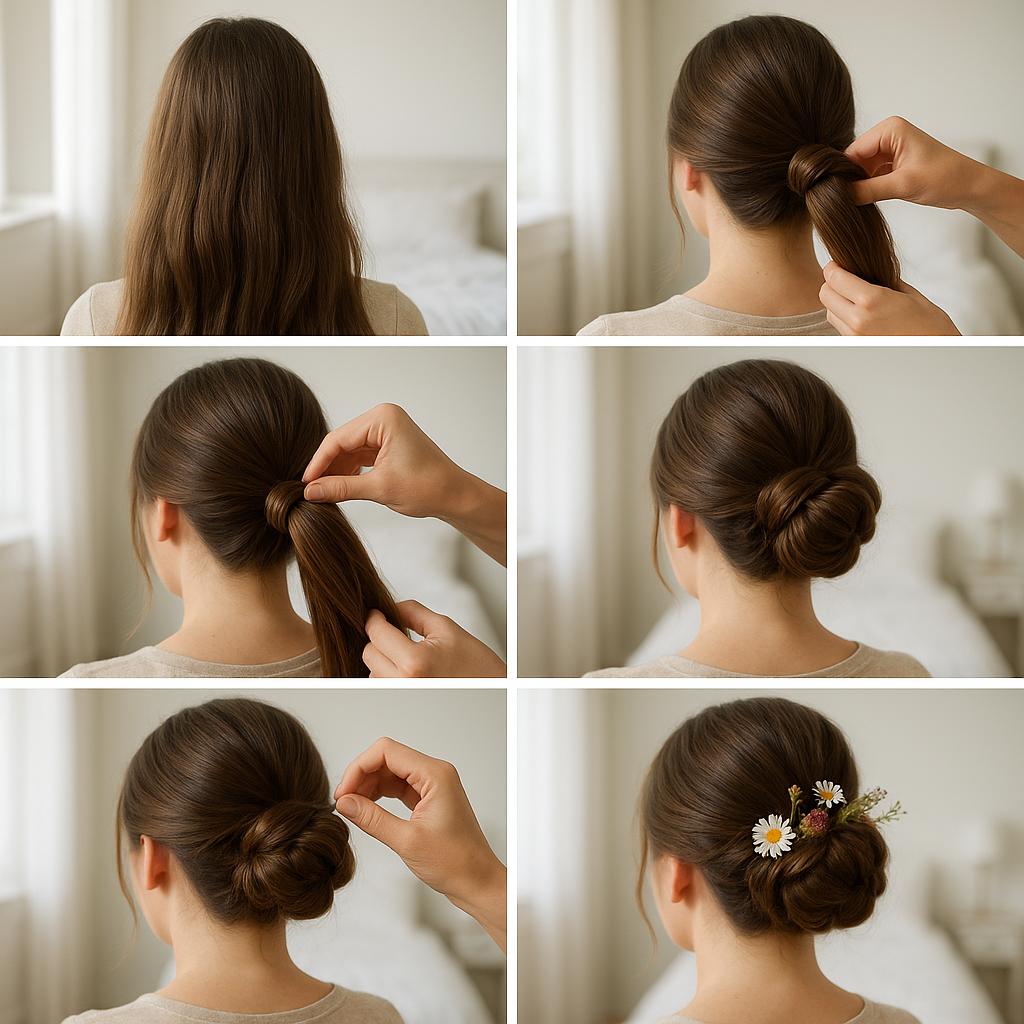 Peinado recogido con flores silvestres