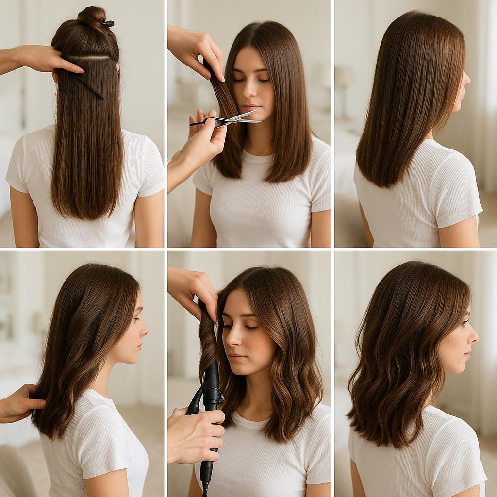 Bob largo en capas con ondas naturales