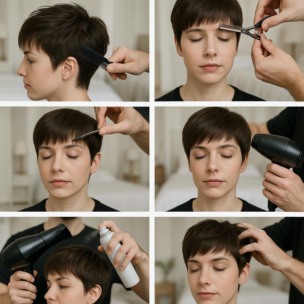 Pixie largo con flequillo recto y textura