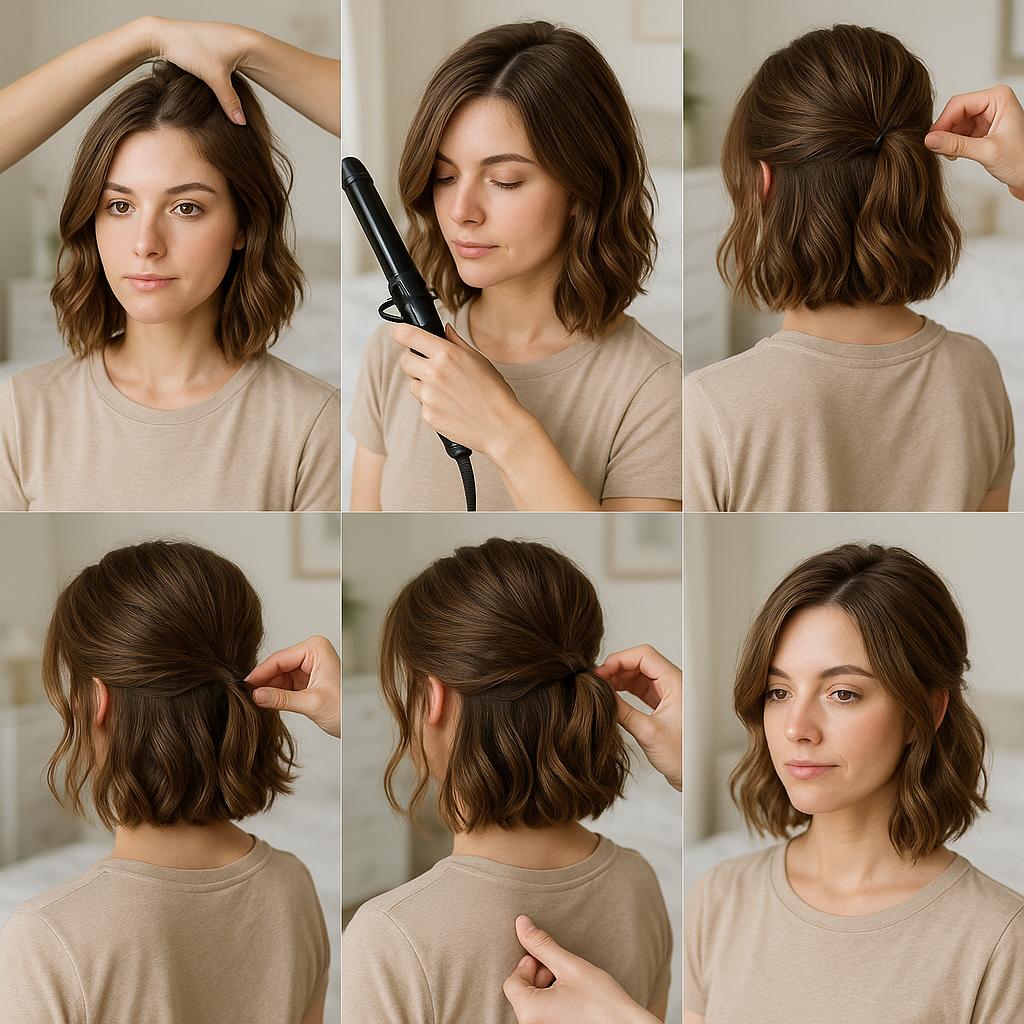 Bob mediano semi recogido con ondas naturales