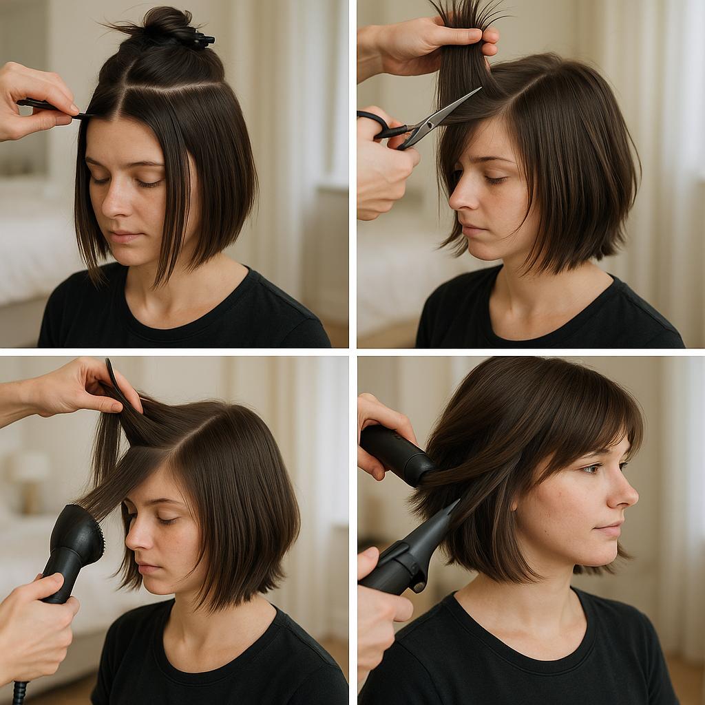 Bob mediano con capas y textura natural