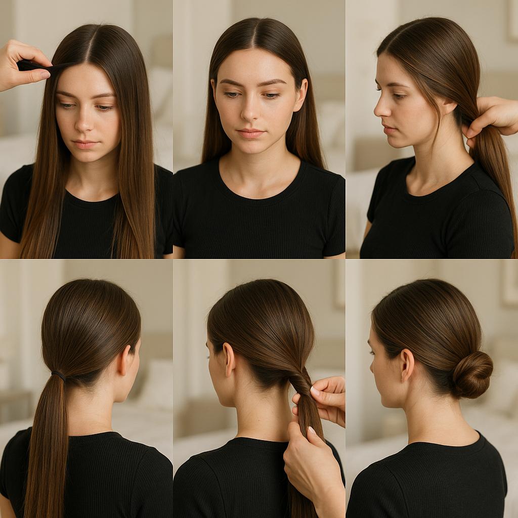 Recogido bajo con raya en medio