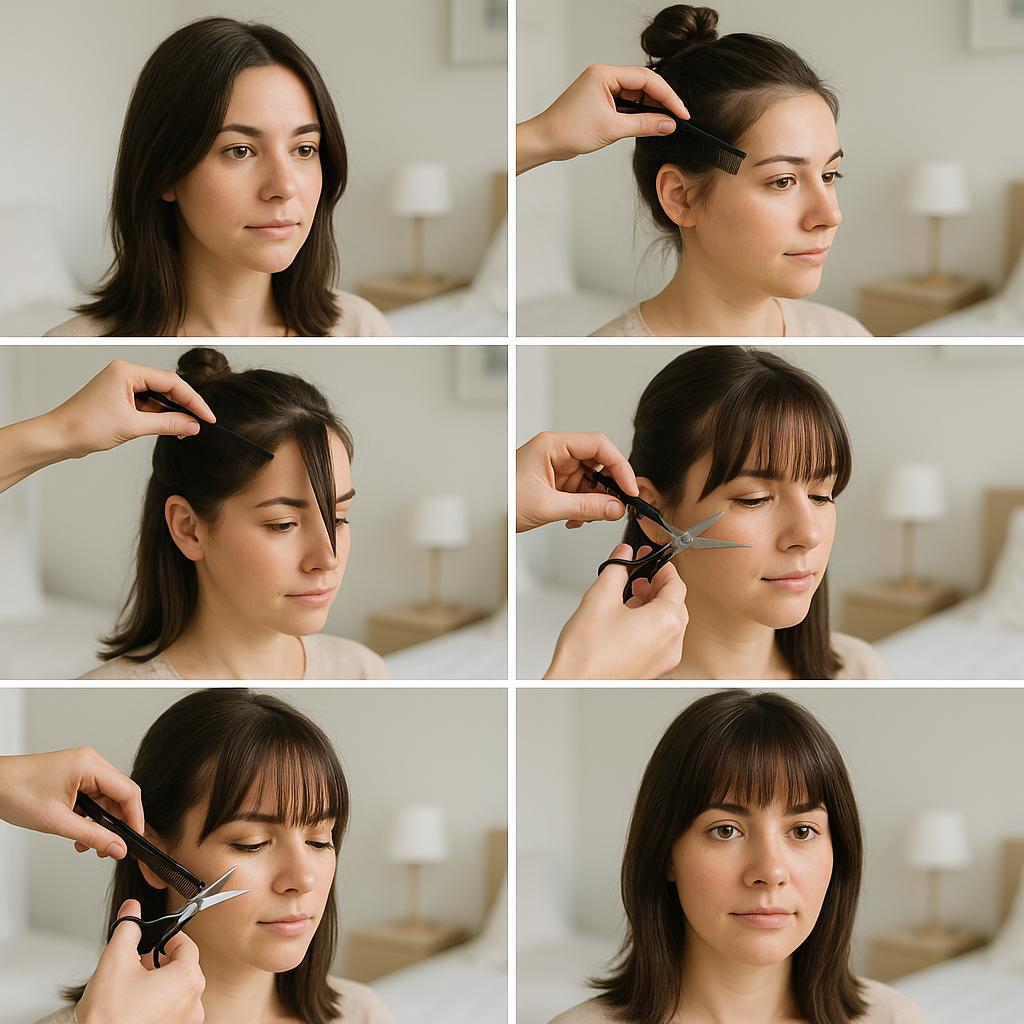 Media melena desfilada con flequillo recto