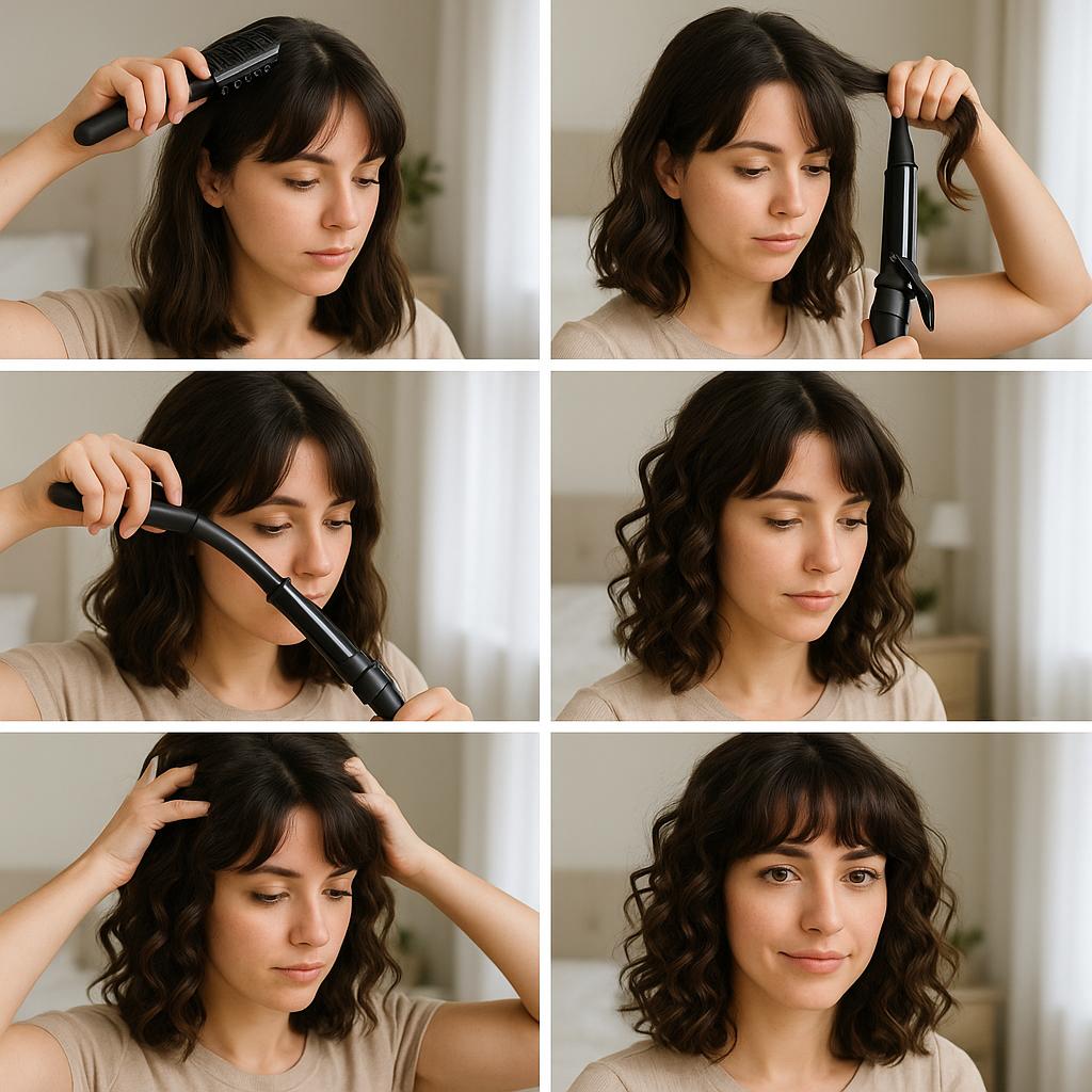 Media melena con rizos naturales y flequillo