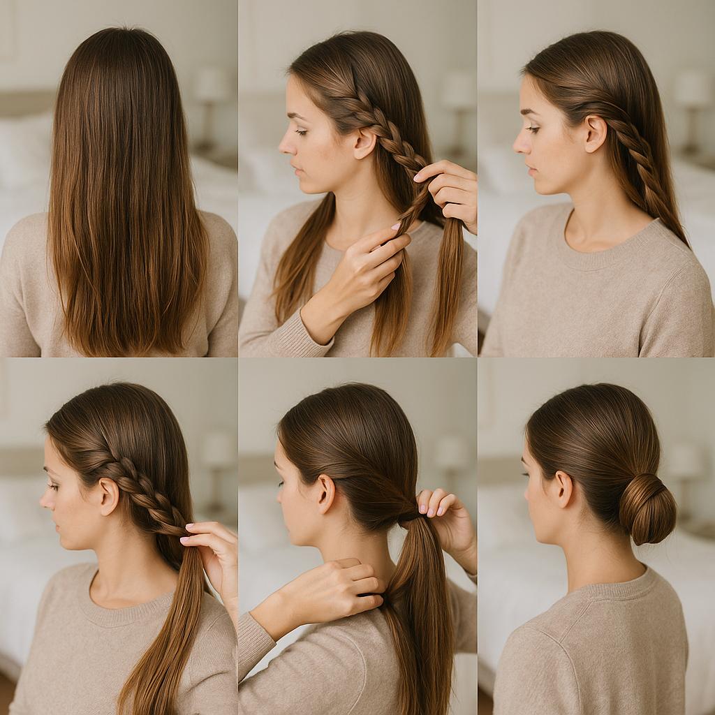 Semi recogido con trenza lateral y moño