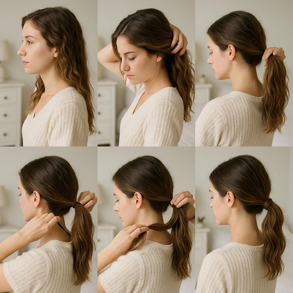 Cola baja con moño lateral y textura natural