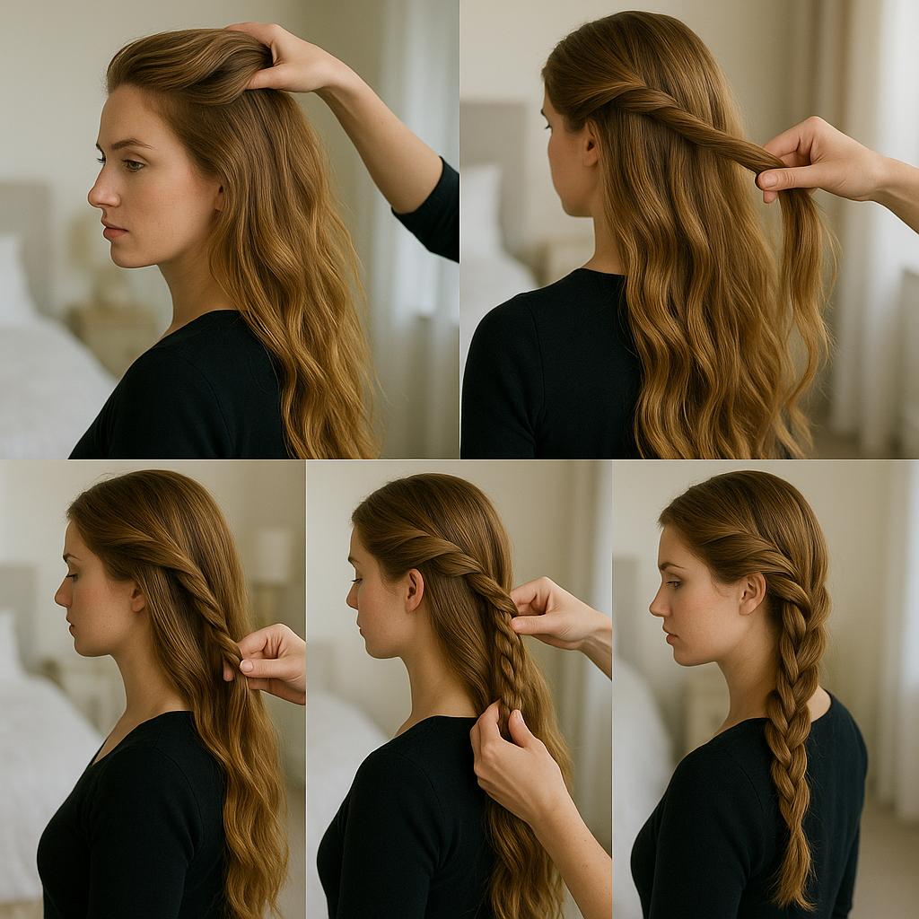 Trenza de lado con volumen natural