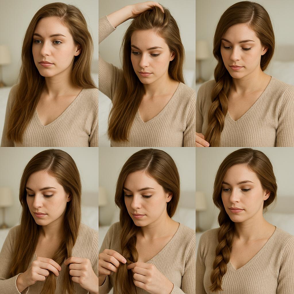 Trenza de lado con volumen natural