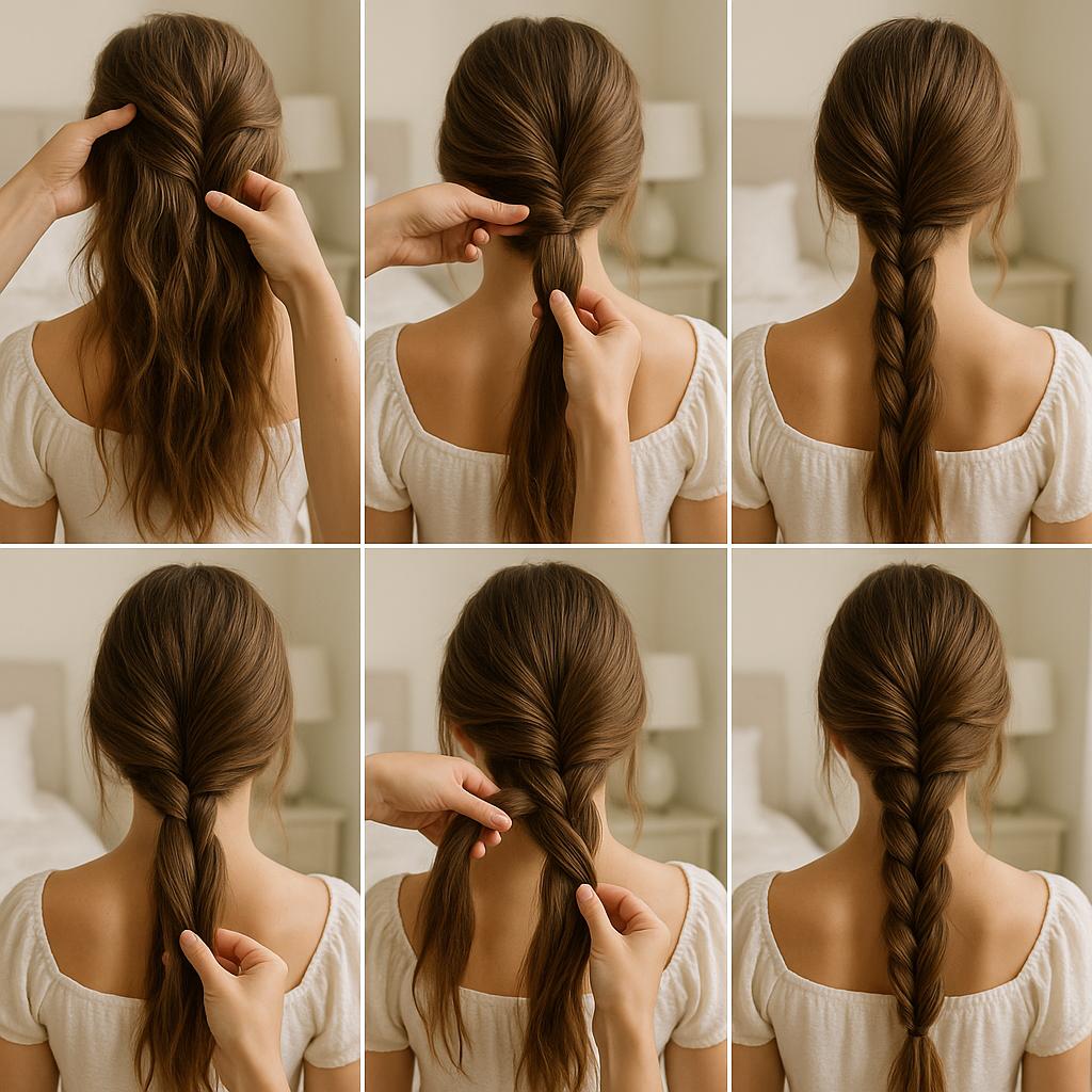 Trenza de espiga con volumen natural