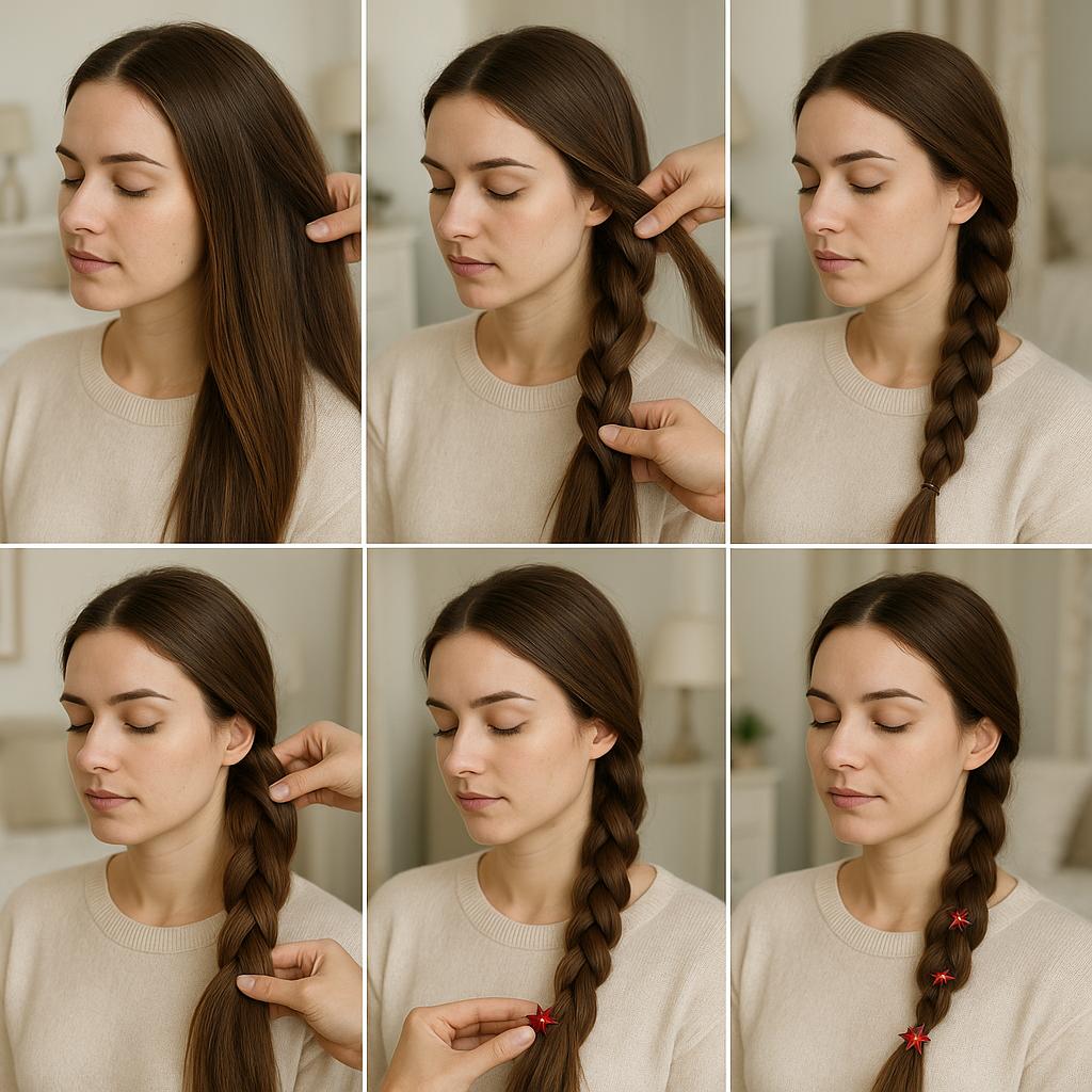 Trenza de lado con destellos navideños