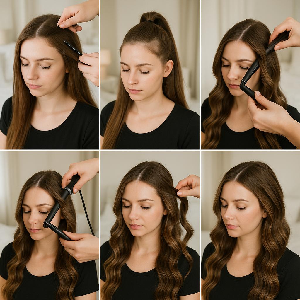 Peinado con ondas y accesorio brillante