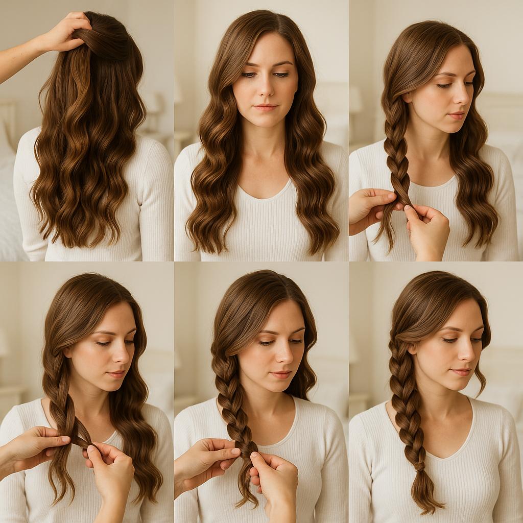 Trenza lateral con ondas sueltas
