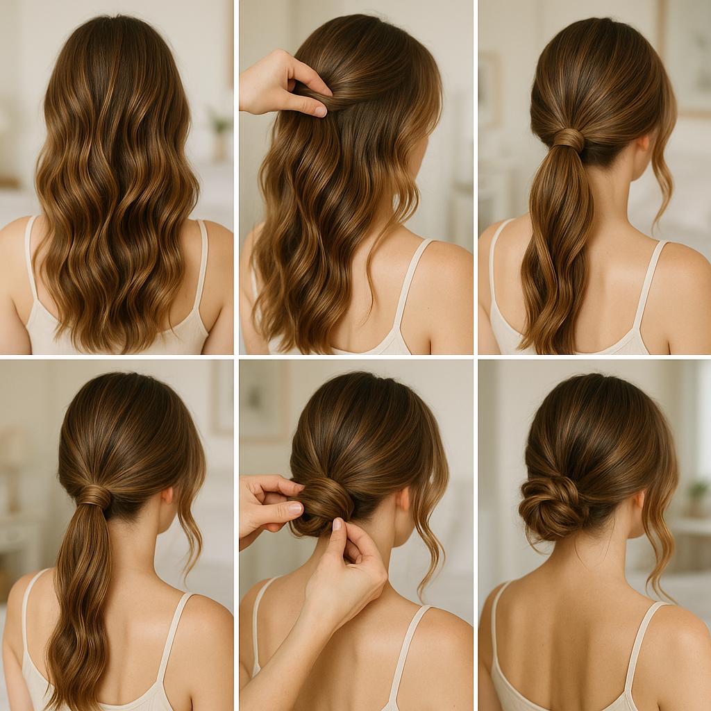 Moño bajo con ondas románticas