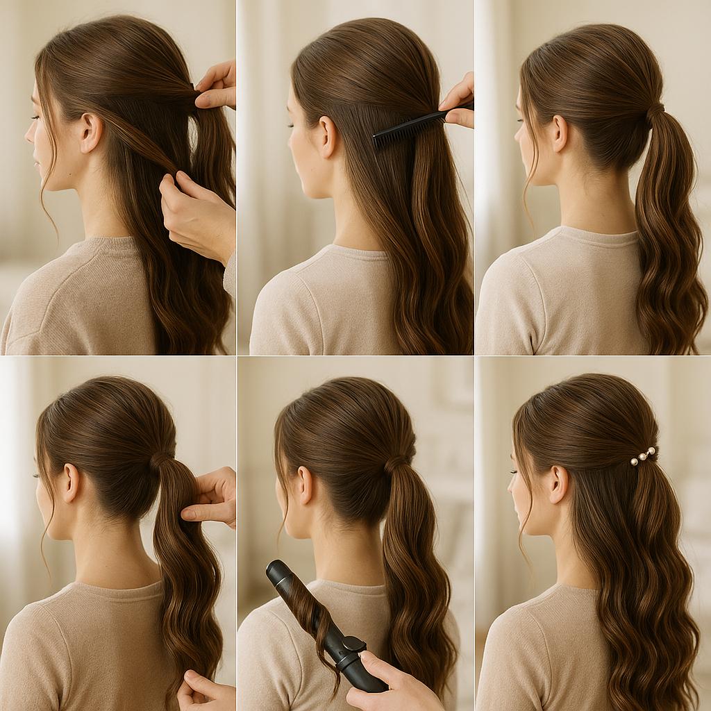 Media cola con accesorios brillantes y ondas