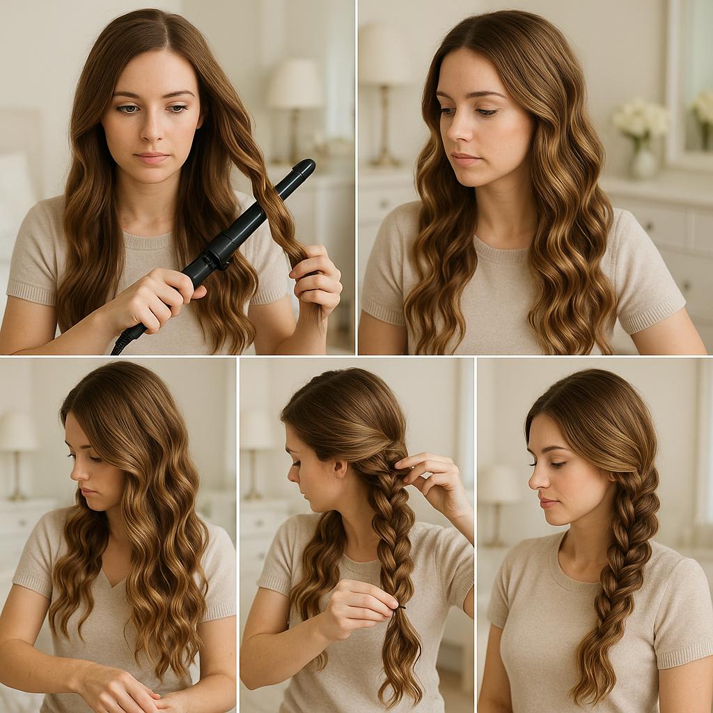 Trenza de lado con ondas suaves