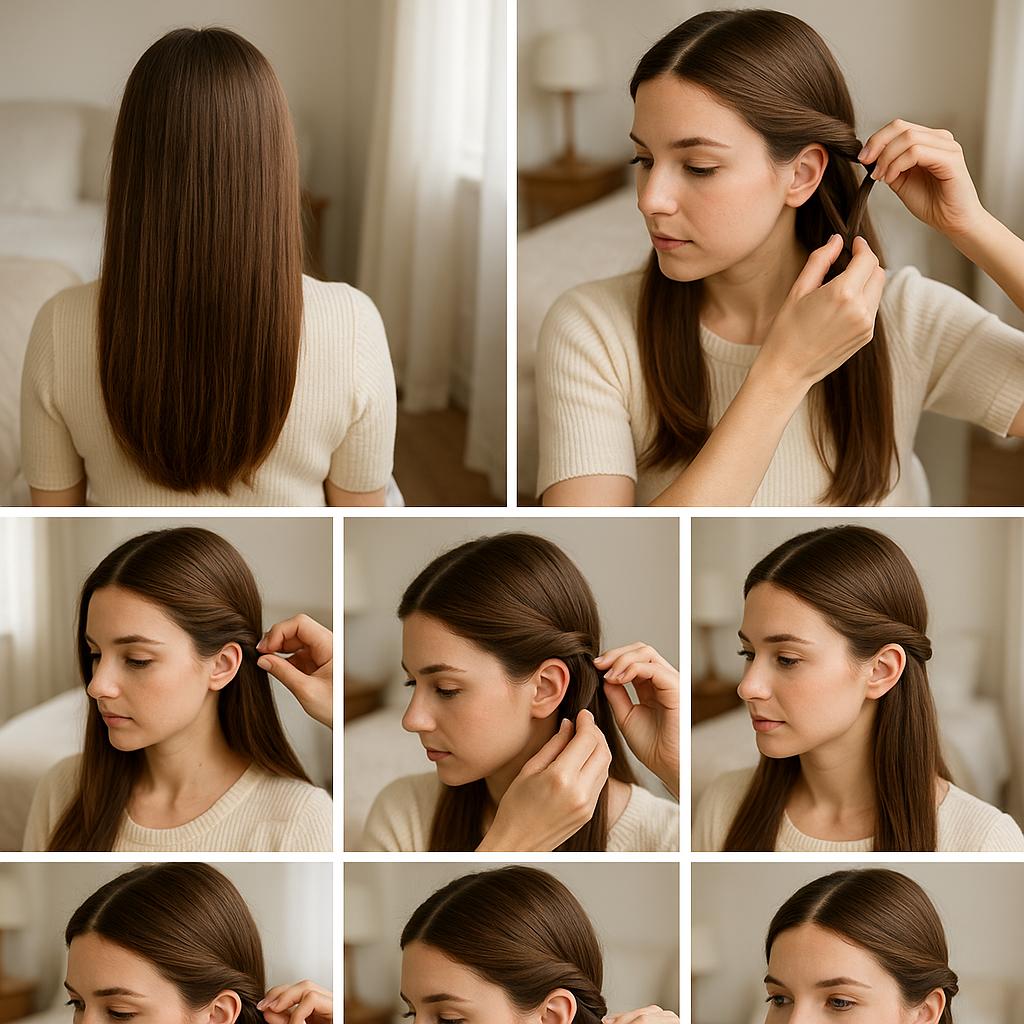 Pequeños recogidos laterales con perlas