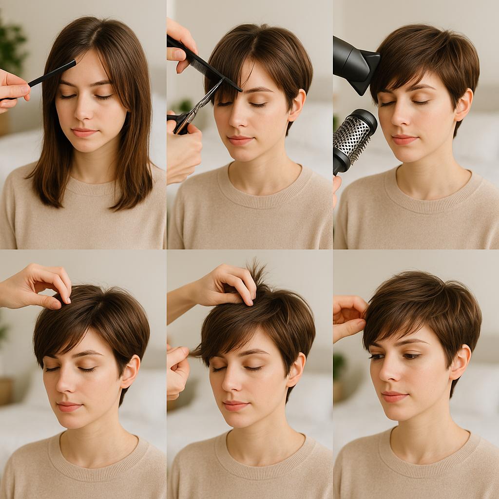 Corte pixie con flequillo desfilado y volumen