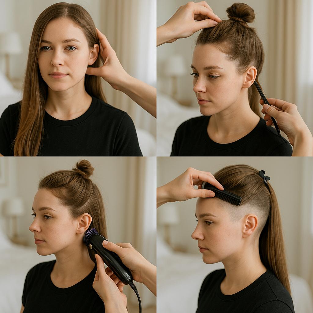 Cabello liso con rapado degradado