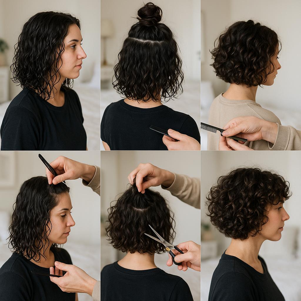 Bob rizado en capas con volumen natural