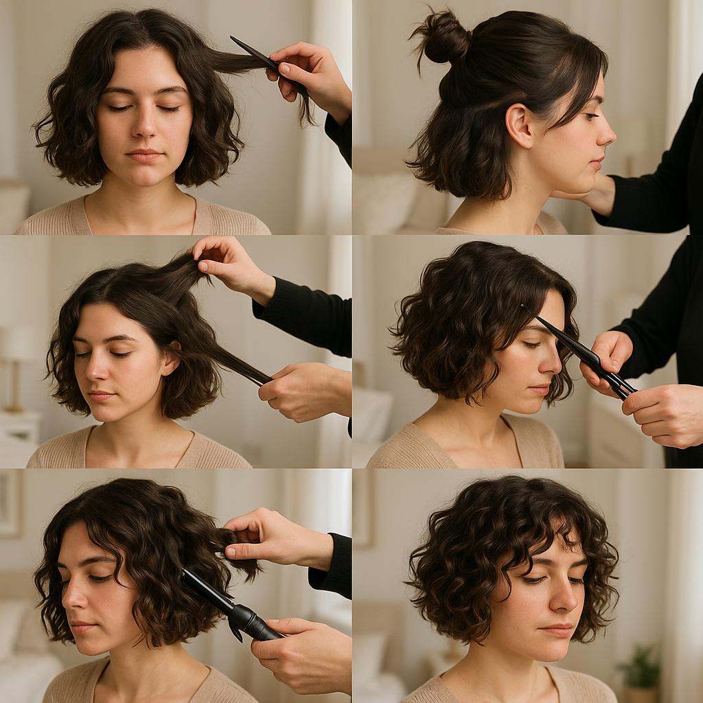 Bob rizado con capas y ondas definidas