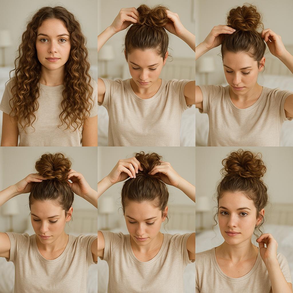 Moño despeinado con rizos texturizados